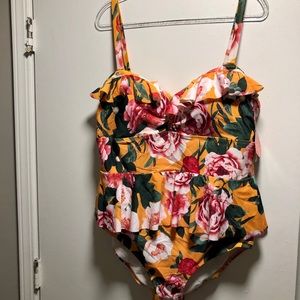 NWT Torrid Yellow Peplum Swimsuit Size 2